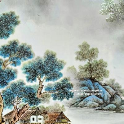 TRANH SỨ KHUNG GỖ – MẶT TRỜI MỌC ĐẰNG ĐÔNG